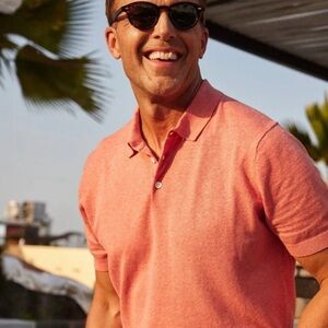 NWT Collars and Co Toscano‎ Salmon Cotton Linen Polo XXL